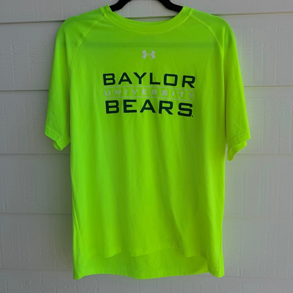 Under Armour Baylor Bears HeatGear Neon Yellow Tee M